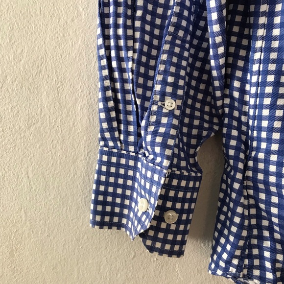 Neiman Marcus Blue and White Checkered Button Shirt - Picture 9 of 11